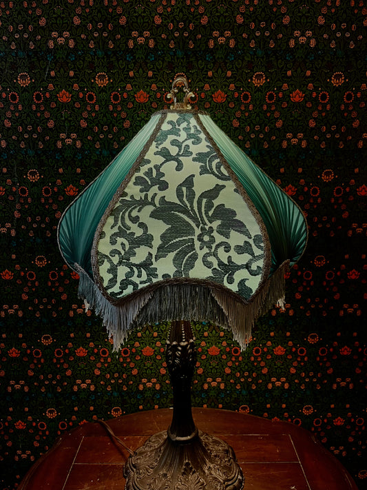 Robin's Egg Blue, Teal & Silver Pleated Pear Lampshade