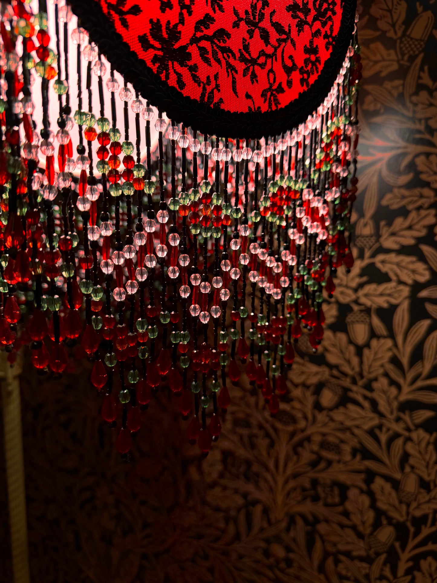 Summer 2026 Collection: Pink, Red & Black Peony "Saddlebag" Lampshade
