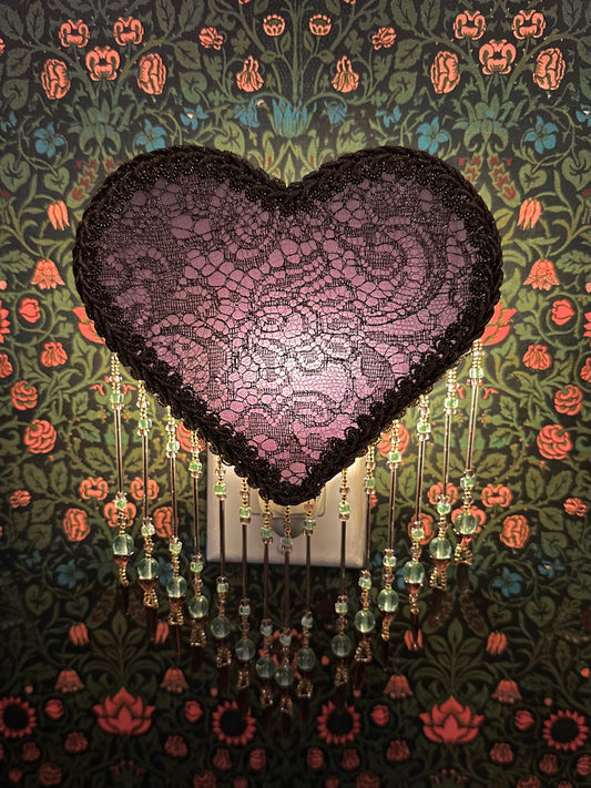 Mauve, Light Green & Gold Heart Nightlight