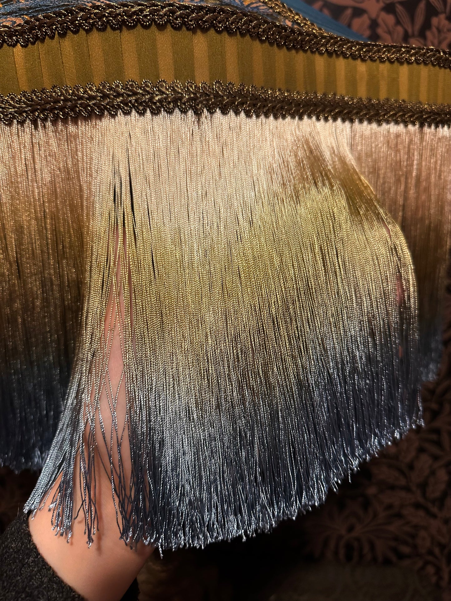 PAIR of Cerulean, Olive & Gold "La Petite" Lampshades