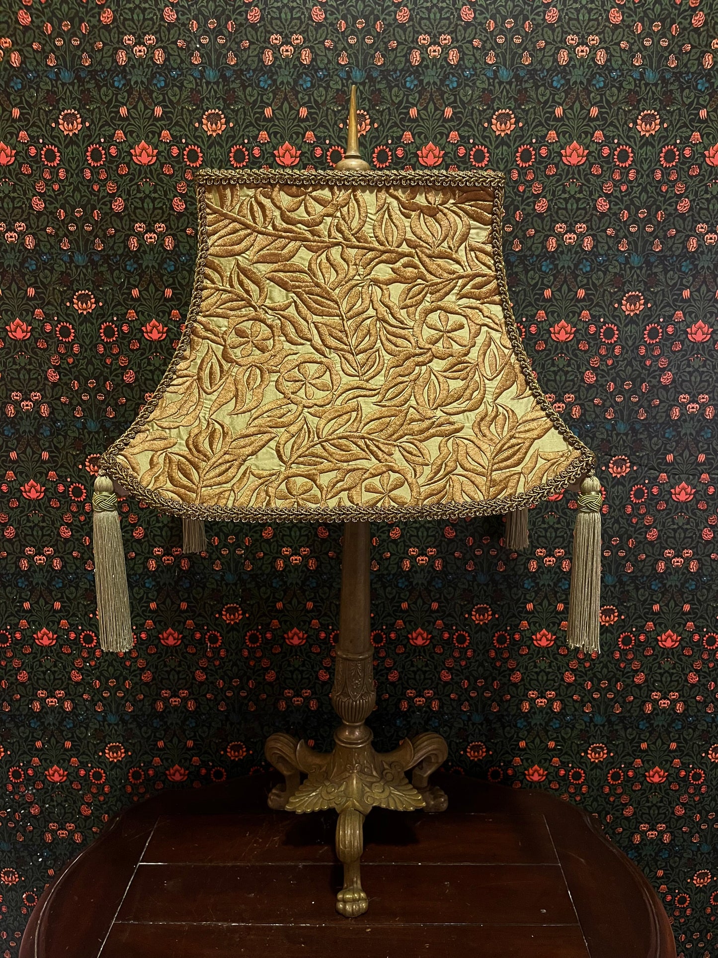 Soft Chartreuse & Gold Pagoda Lampshade