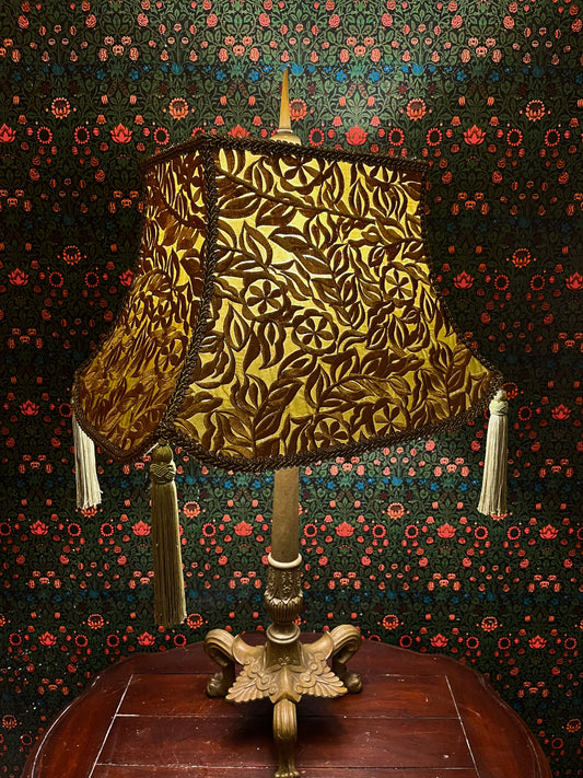 Soft Chartreuse & Gold Pagoda Lampshade
