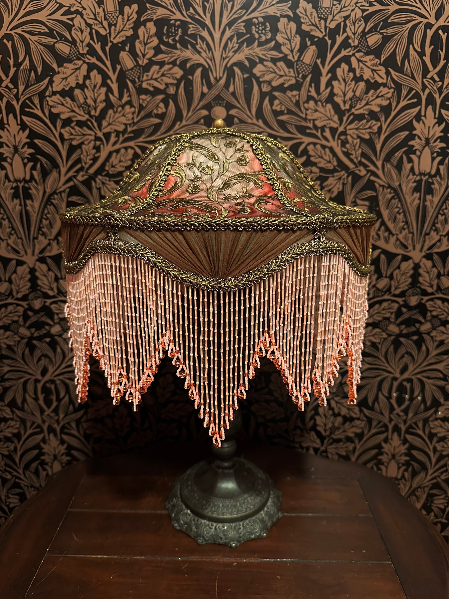 Coral, Mint, Brown & Gold "Hop Sing" Lampshade