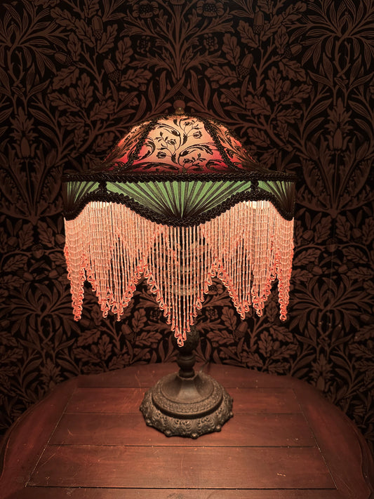 Coral, Mint, Brown & Gold "Hop Sing" Lampshade