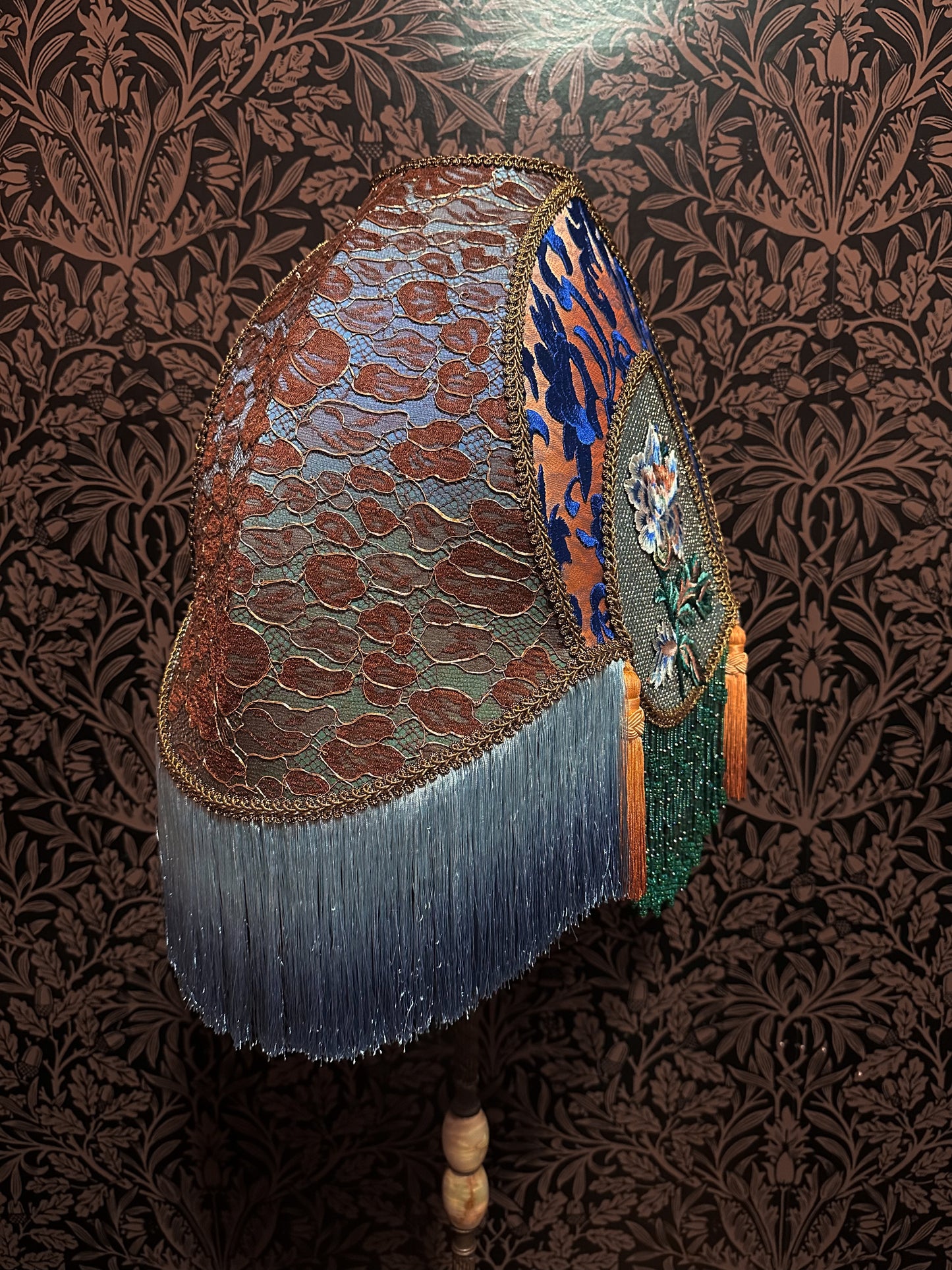 Blue, Orange, Emerald & Gold "Gothic" Lampshade