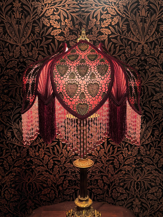 Rose, Burgundy & Gold Heart "Peony Tulip"