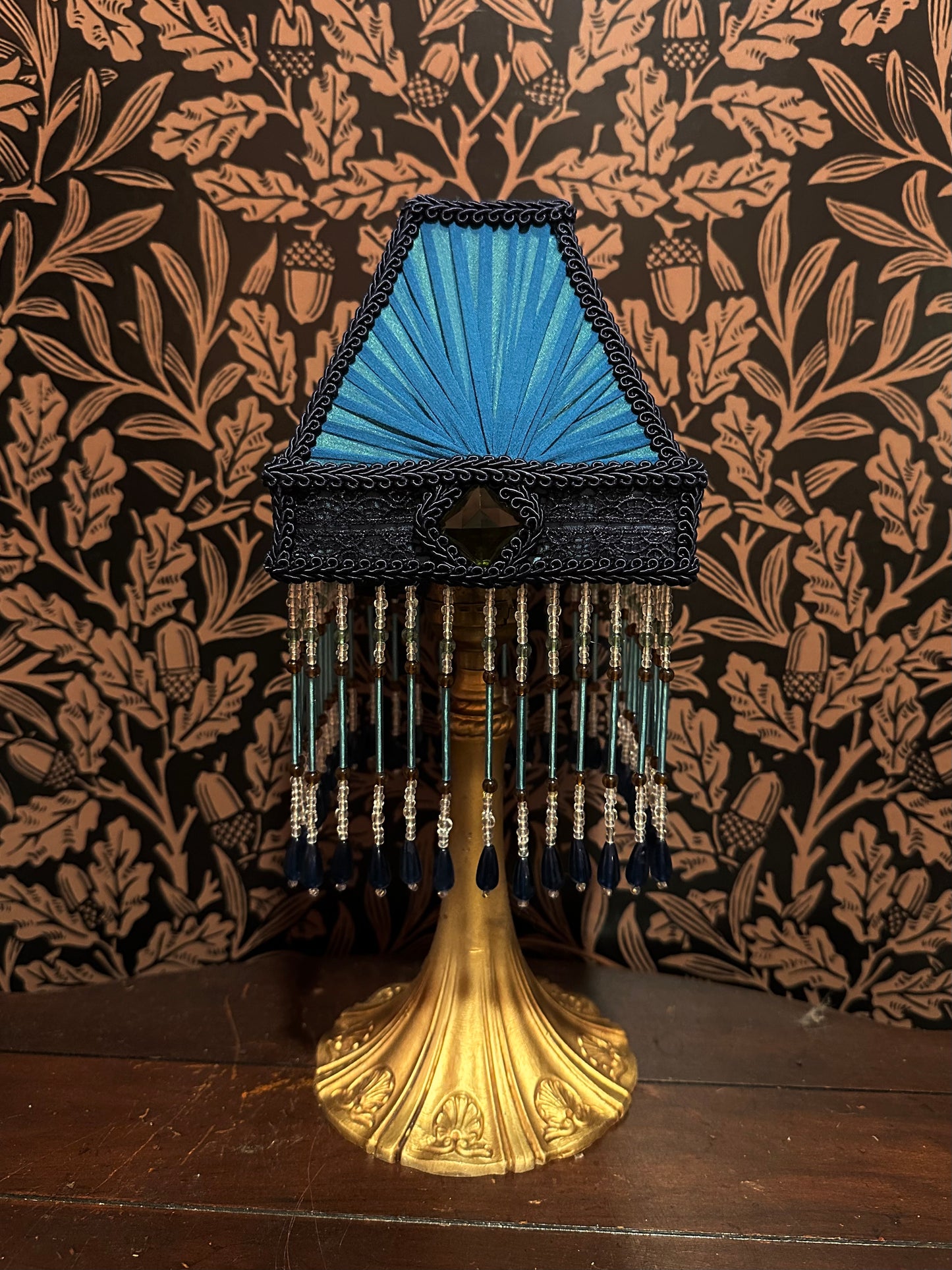 Peacock Blue, Green & Navy "Cher's Square" Mini Lampshade