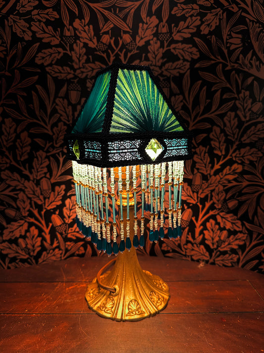 Peacock Blue, Green & Navy "Cher's Square" Mini Lampshade