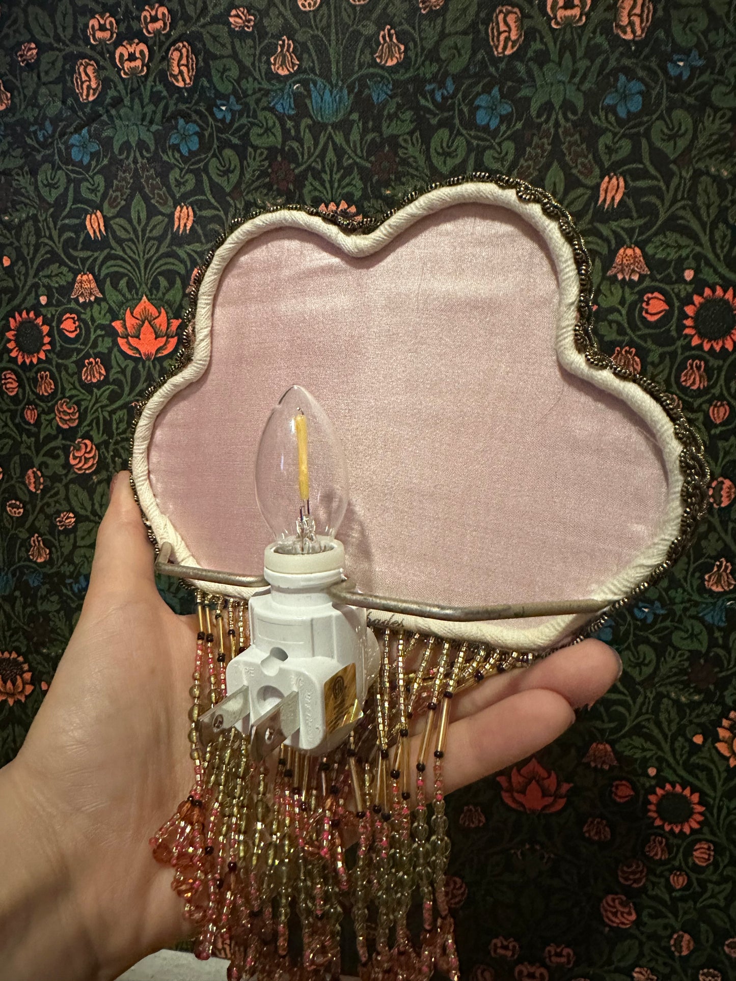 Green, Coral & Gold Pleated Fan Night Light