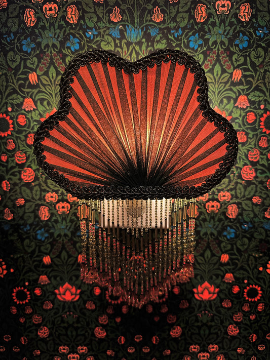 Green, Coral & Gold Pleated Fan Night Light