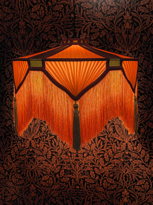 Orange, Olive & Burgundy "Spaniard" Pendant Lampshade