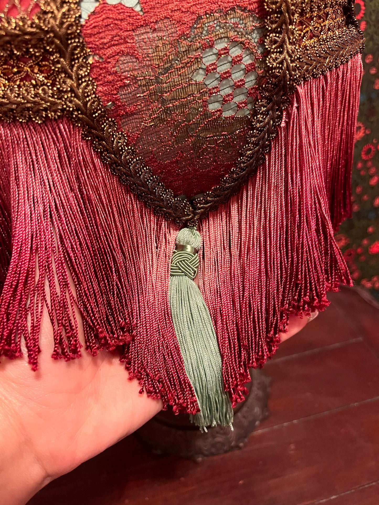 Rose, Pistachio & Gold Pentagonal Pyramid Lampshade