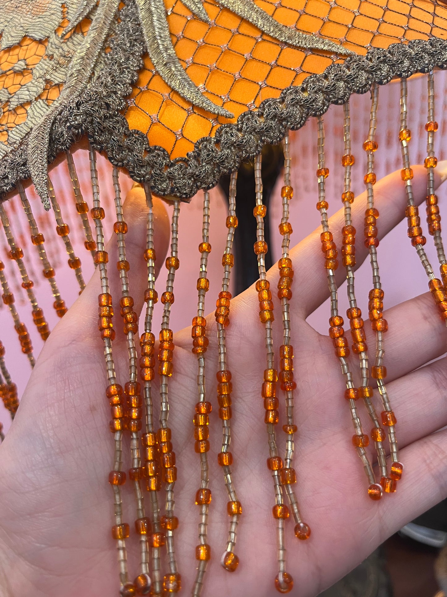 Apricot, Orange & Gold Crane Lampshade