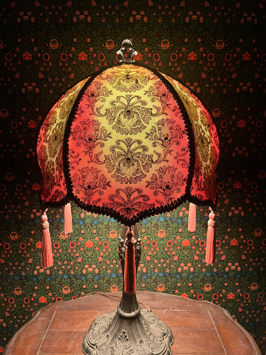 Gold & Pink Antique Embroidery Mushroom Lampshade