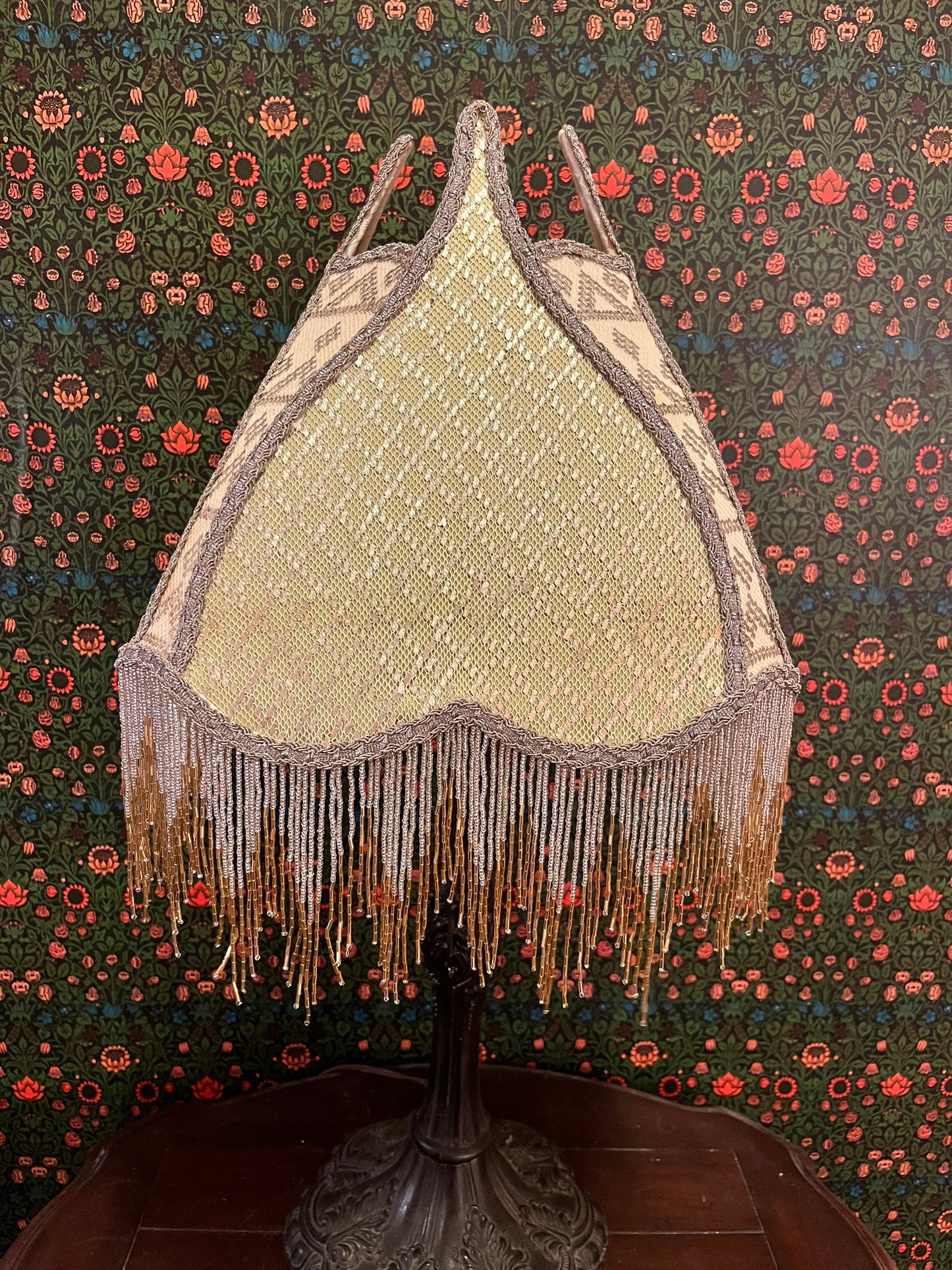 Light Green, Cream & Silver Assuit Lampshade