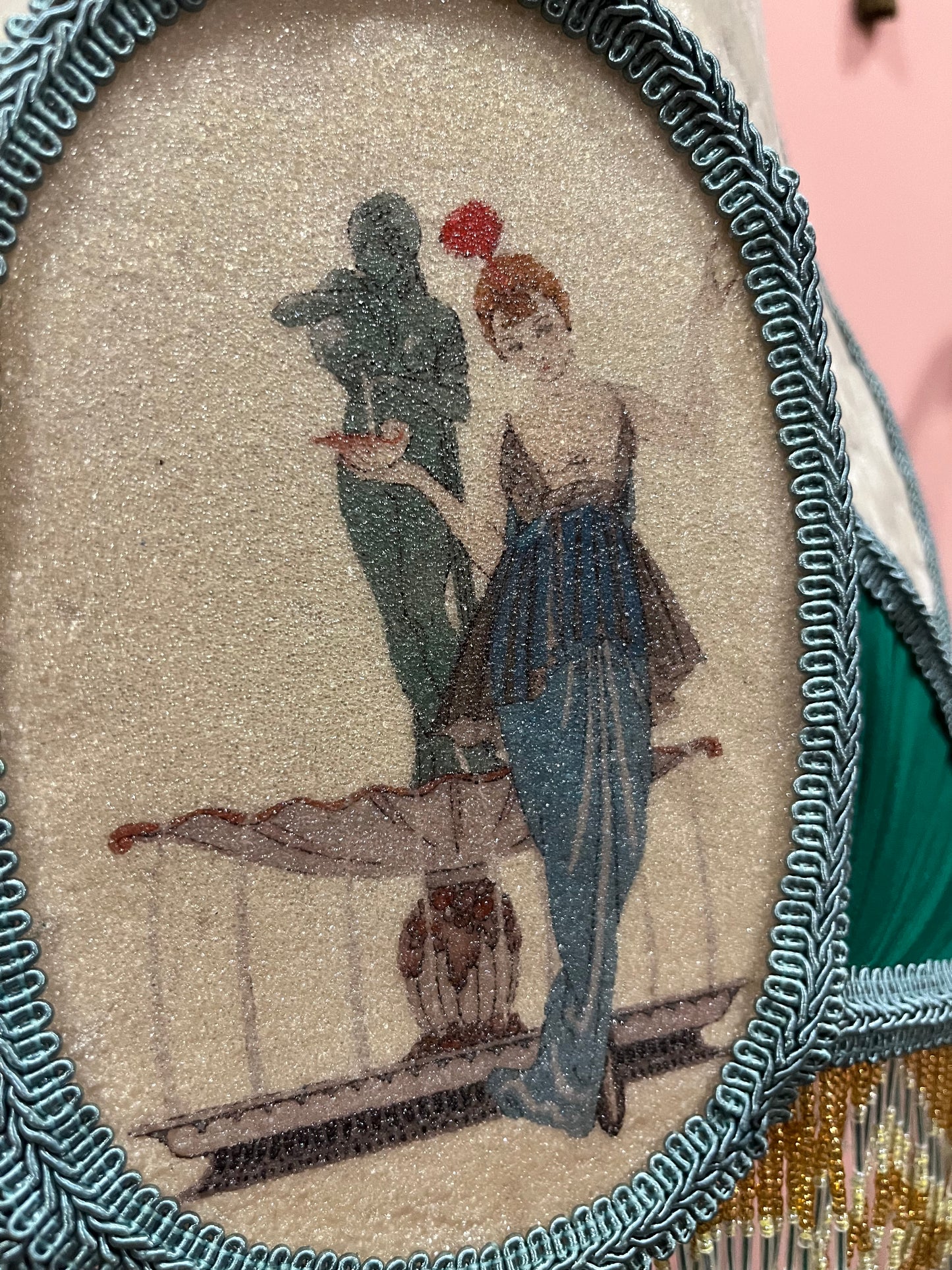 Blue, Green & Gold 1920s Victorian Sugar Shade