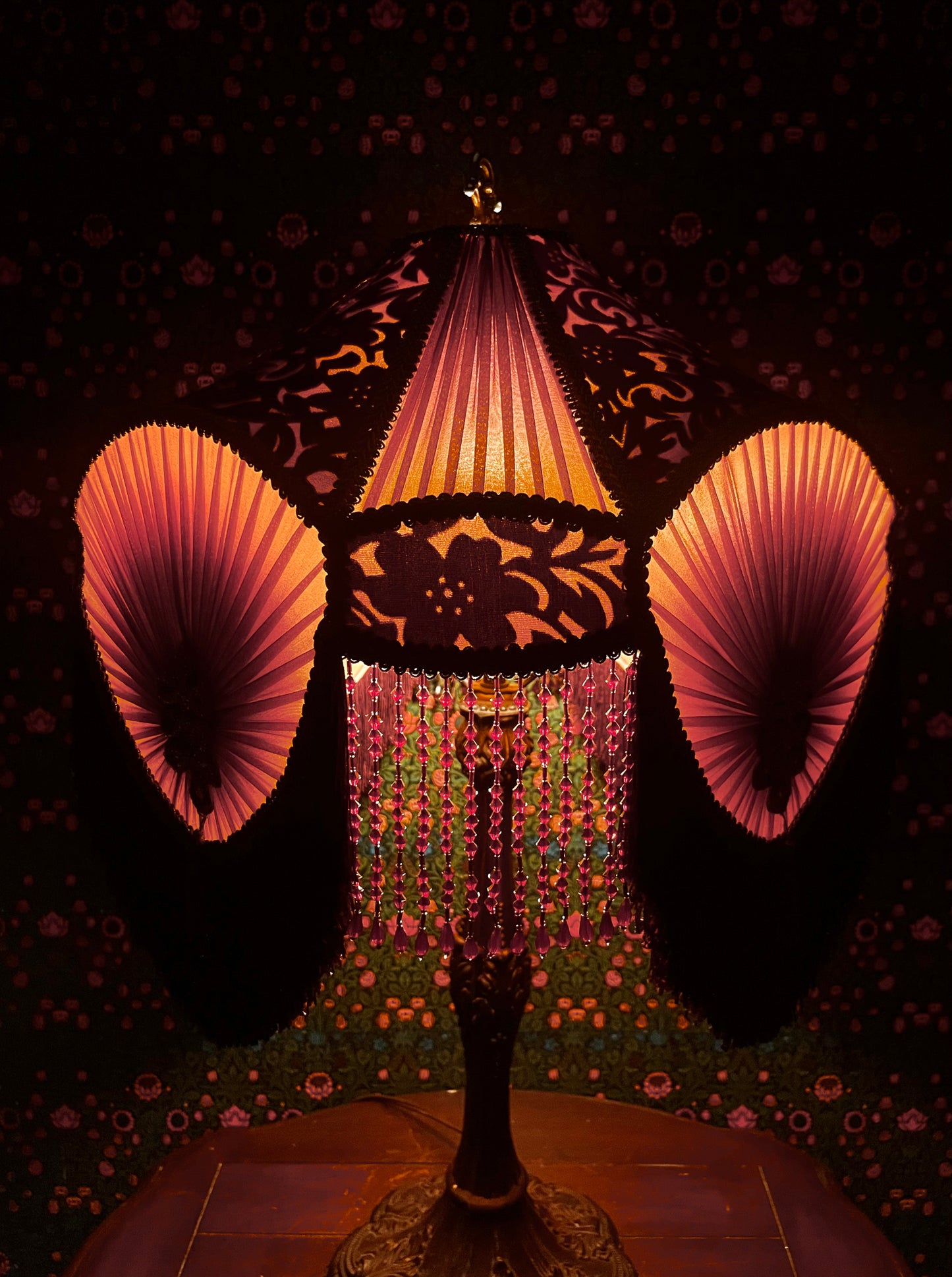Gold, Rust & Burgundy Gradient Pleated Lampshade