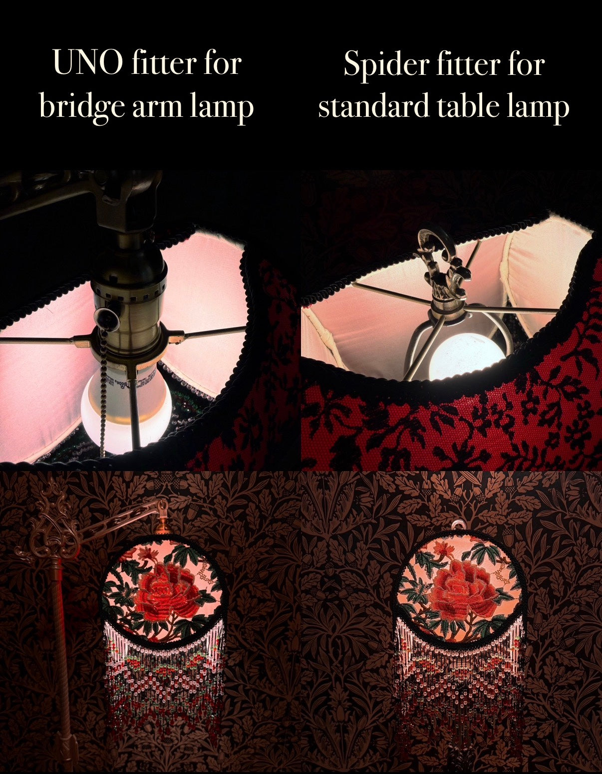Summer 2026 Collection:  Pink, Red & Black Peony "Saddlebag" Lampshade