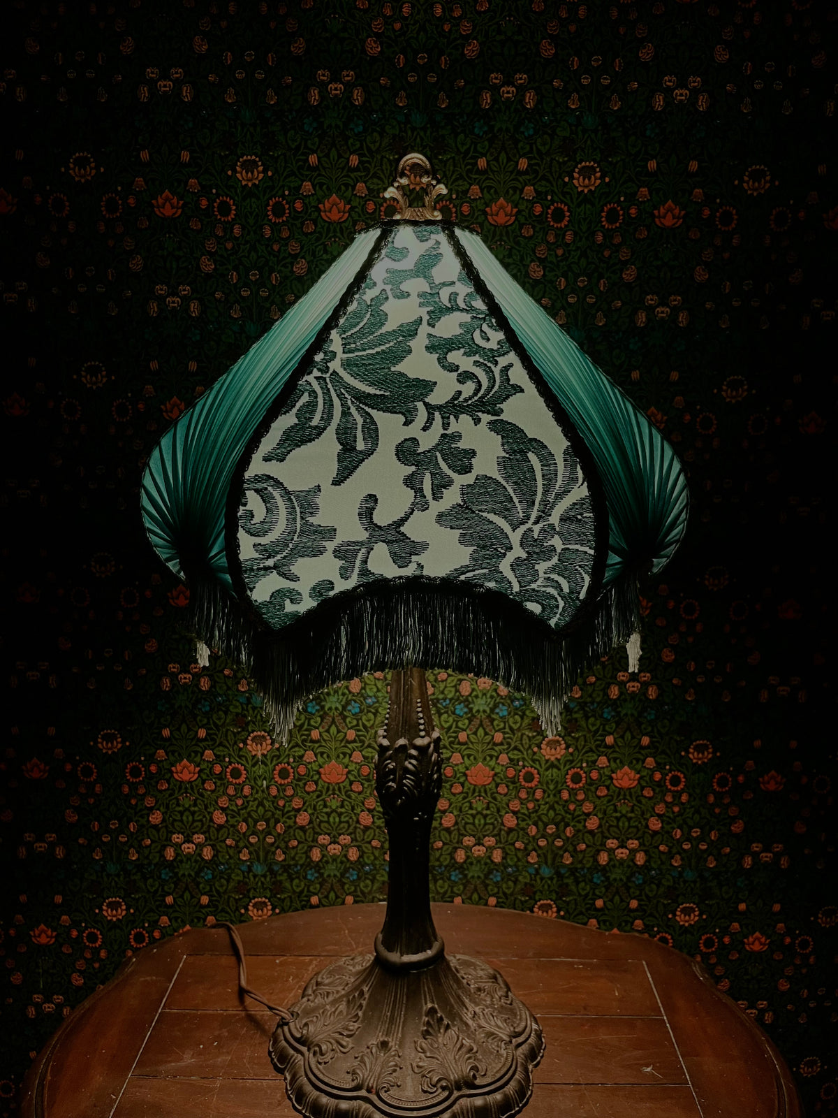 Robin's Egg Blue, Teal & Silver Pleated Pear Lampshade