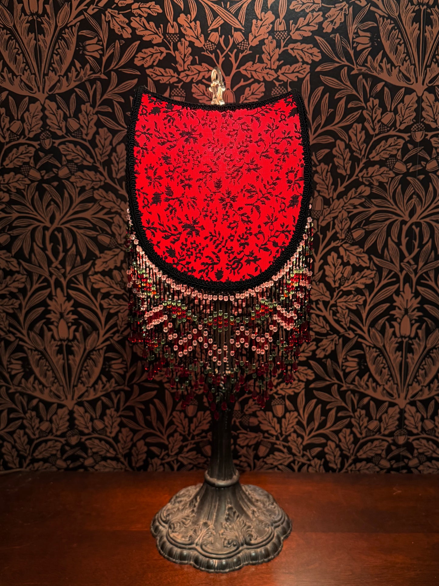 Summer 2026 Collection:  Pink, Red & Black Peony "Saddlebag" Lampshade