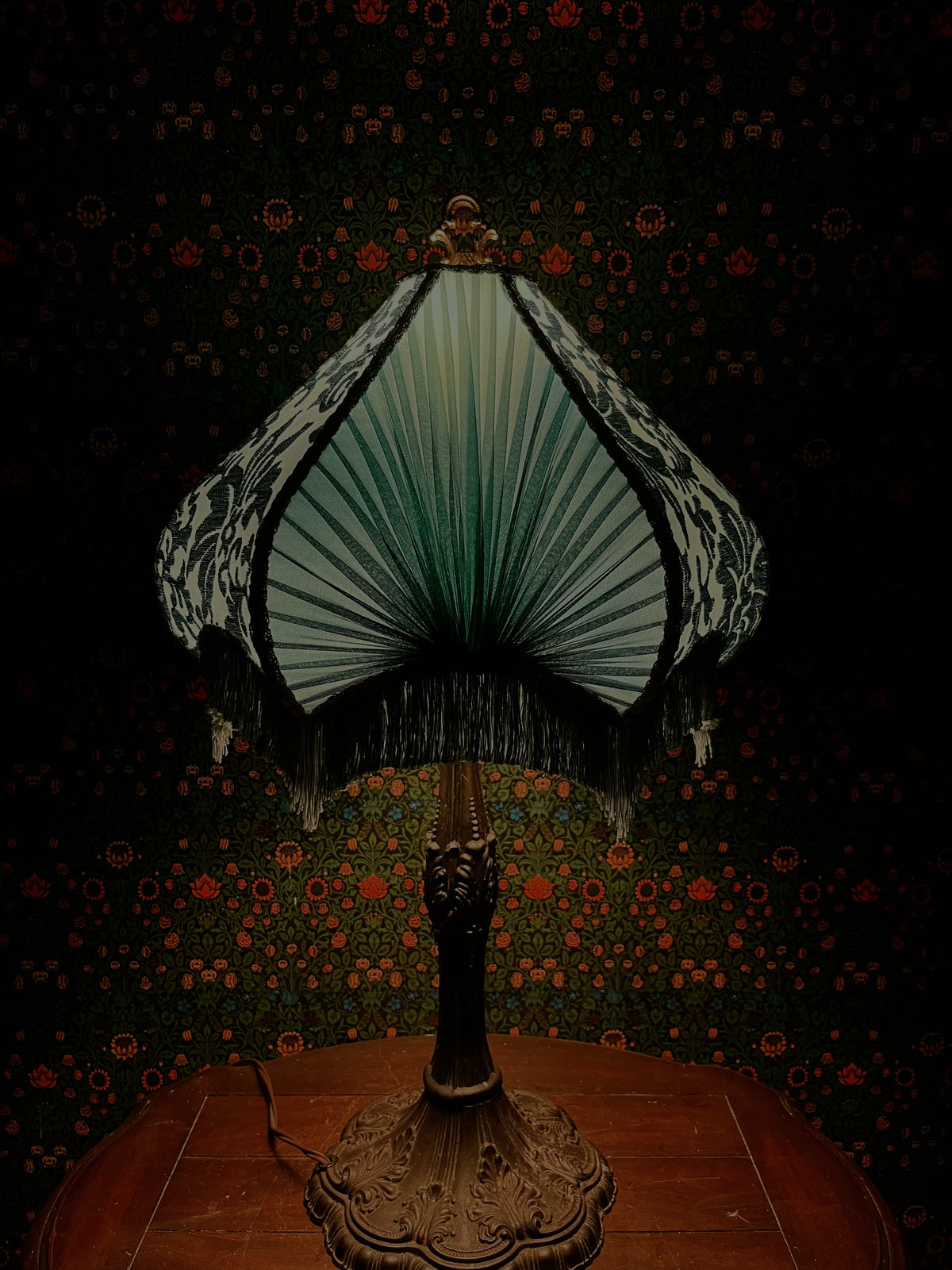 Robin's Egg Blue, Teal & Silver Pleated Pear Lampshade