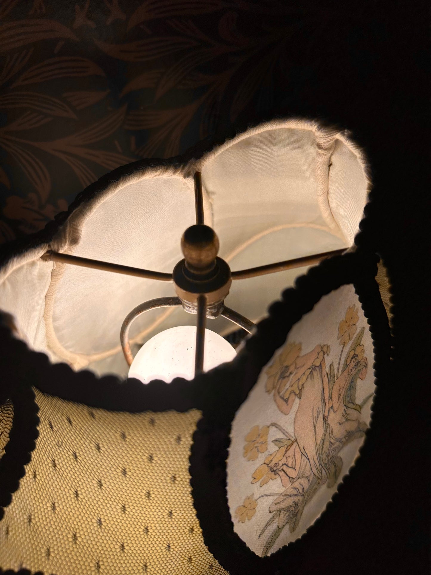 Spring 2026 Collection: Pastel Yellow, Green & Black "Pale Primrose" Small Cameo Lampshade