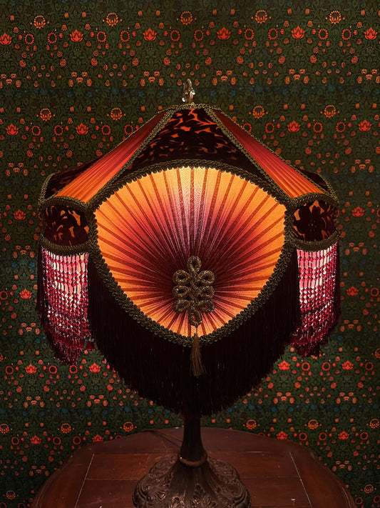 Gold, Rust & Burgundy Gradient Pleated Lampshade