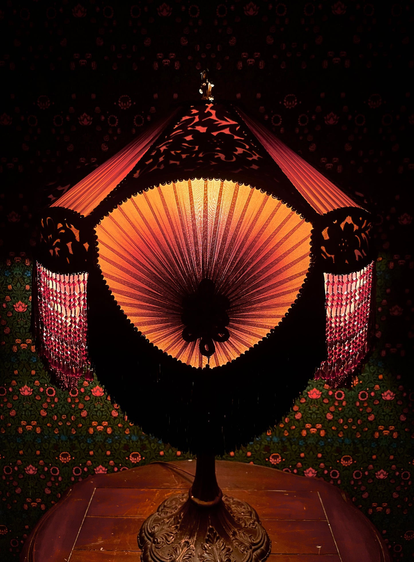 Gold, Rust & Burgundy Gradient Pleated Lampshade