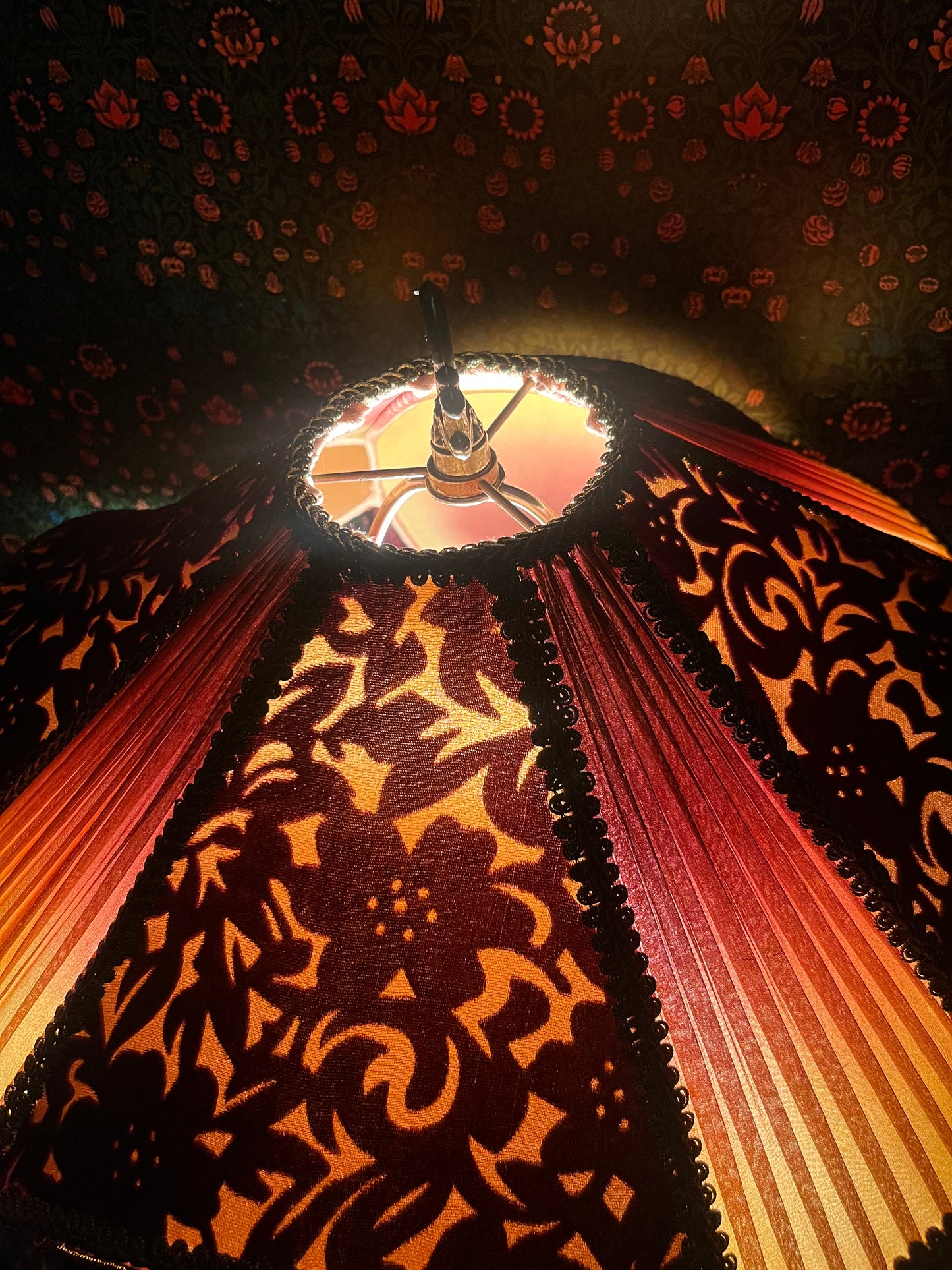 Gold, Rust & Burgundy Gradient Pleated Lampshade