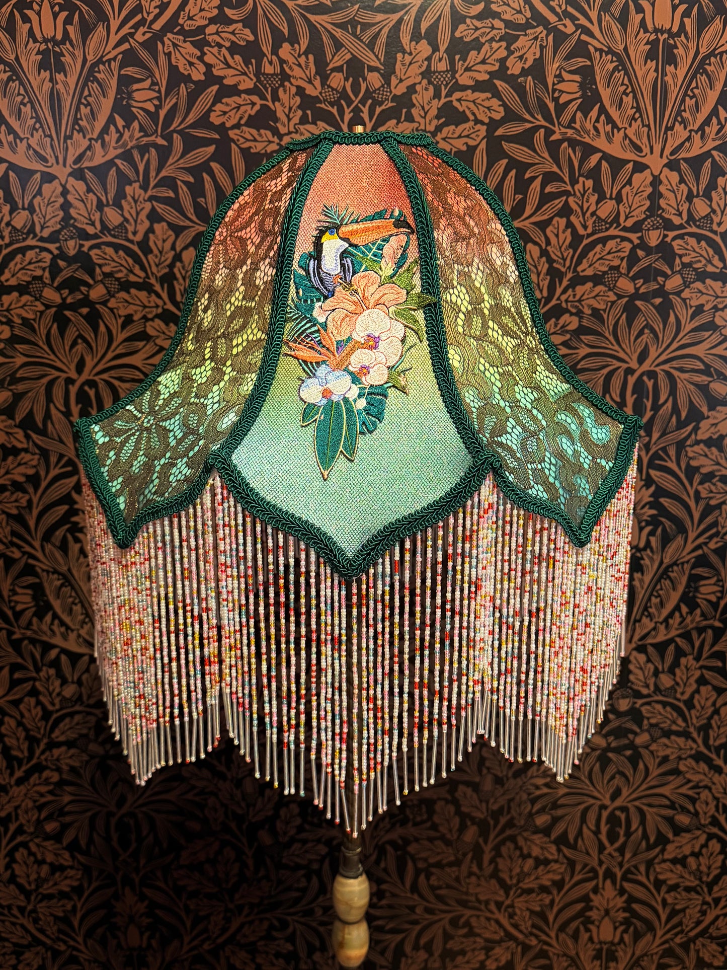 Summer 2026 Collection: Teal, Rose, Green & Gold Tropical Toucan Lampshade