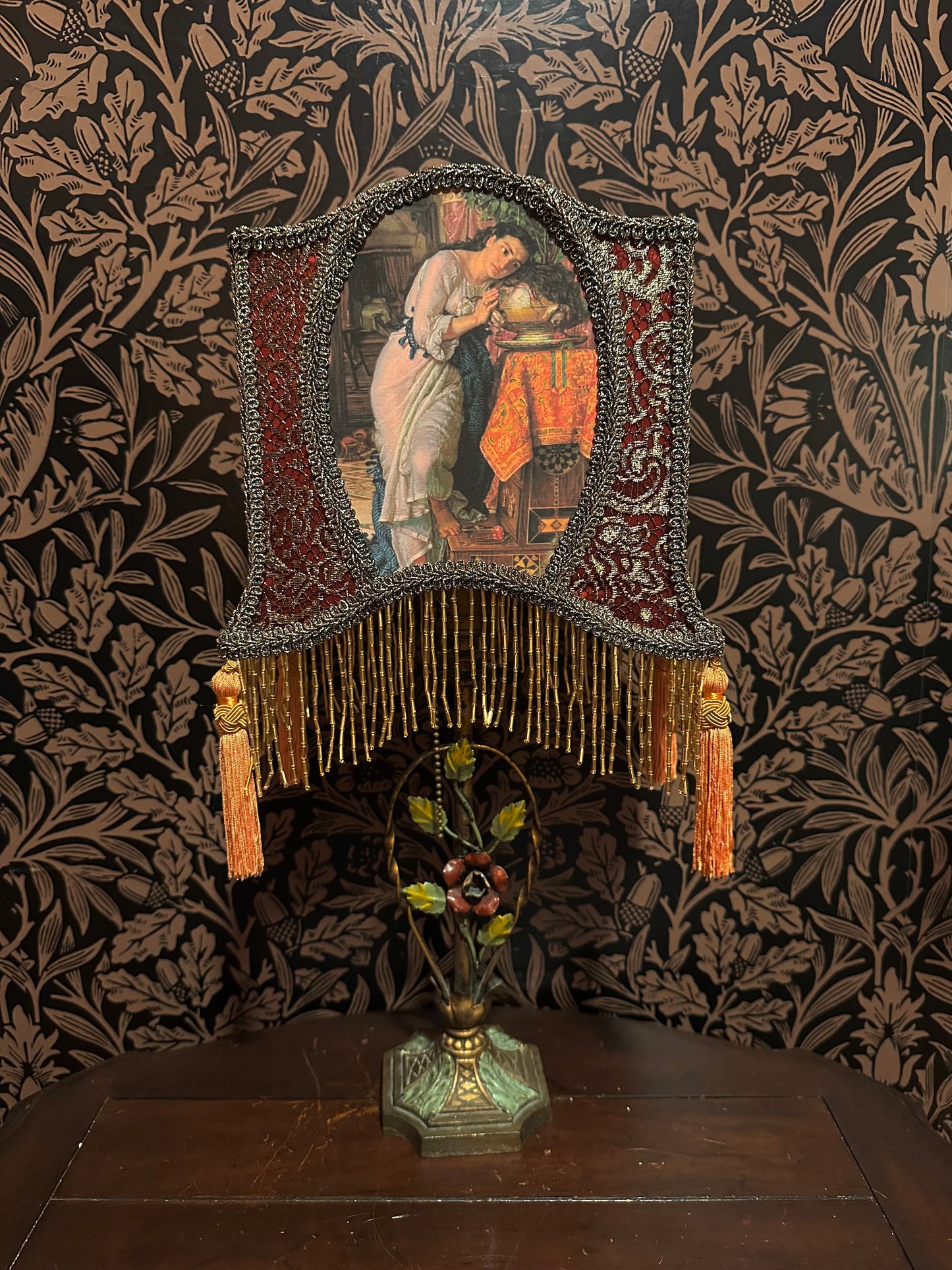 Rust, Saffron & Gold Pre-Raphaelite "Horse Shoe" Lampshade