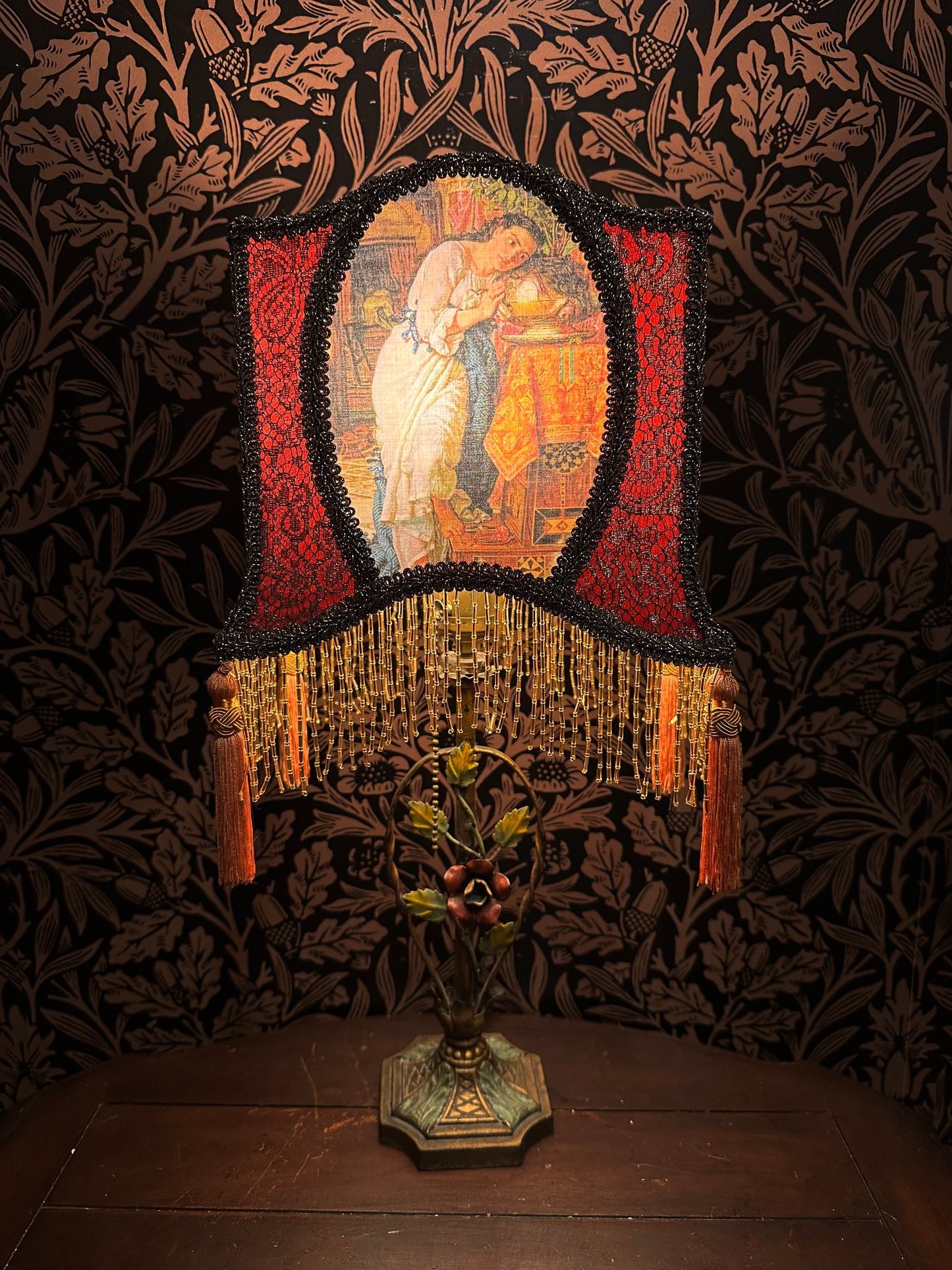 Rust, Saffron & Gold Pre-Raphaelite "Horse Shoe" Lampshade