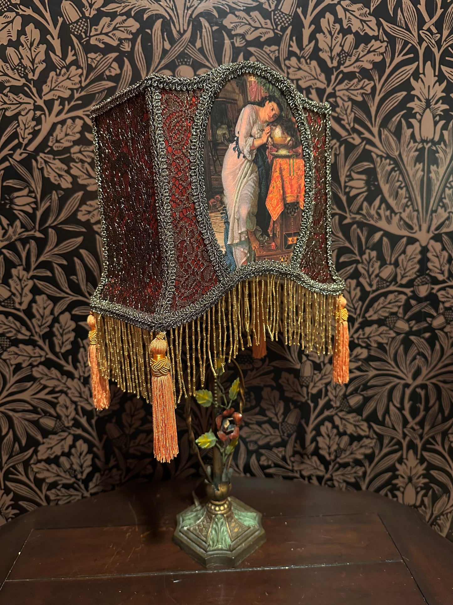 Rust, Saffron & Gold Pre-Raphaelite "Horse Shoe" Lampshade