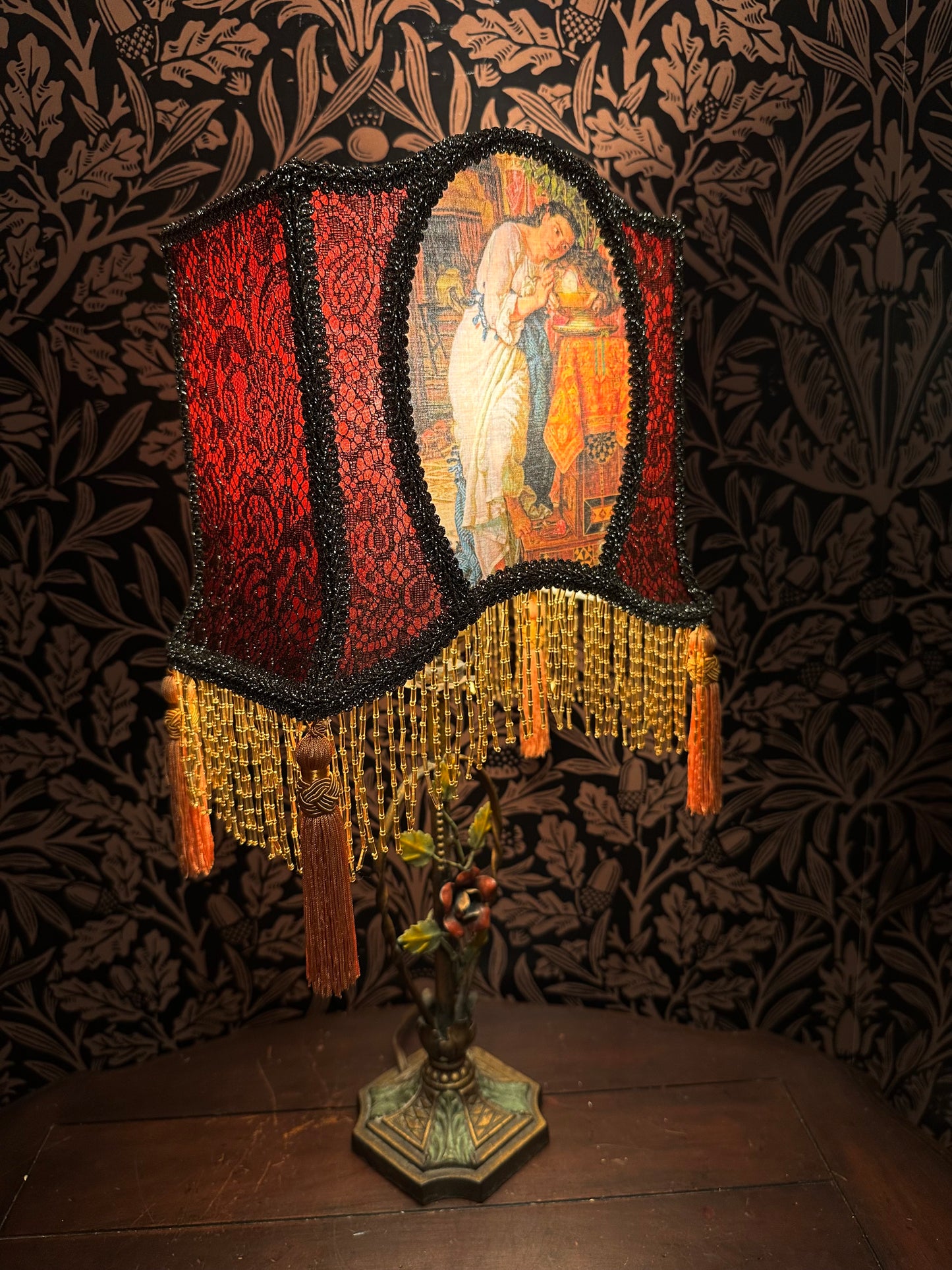 Rust, Saffron & Gold Pre-Raphaelite "Horse Shoe" Lampshade
