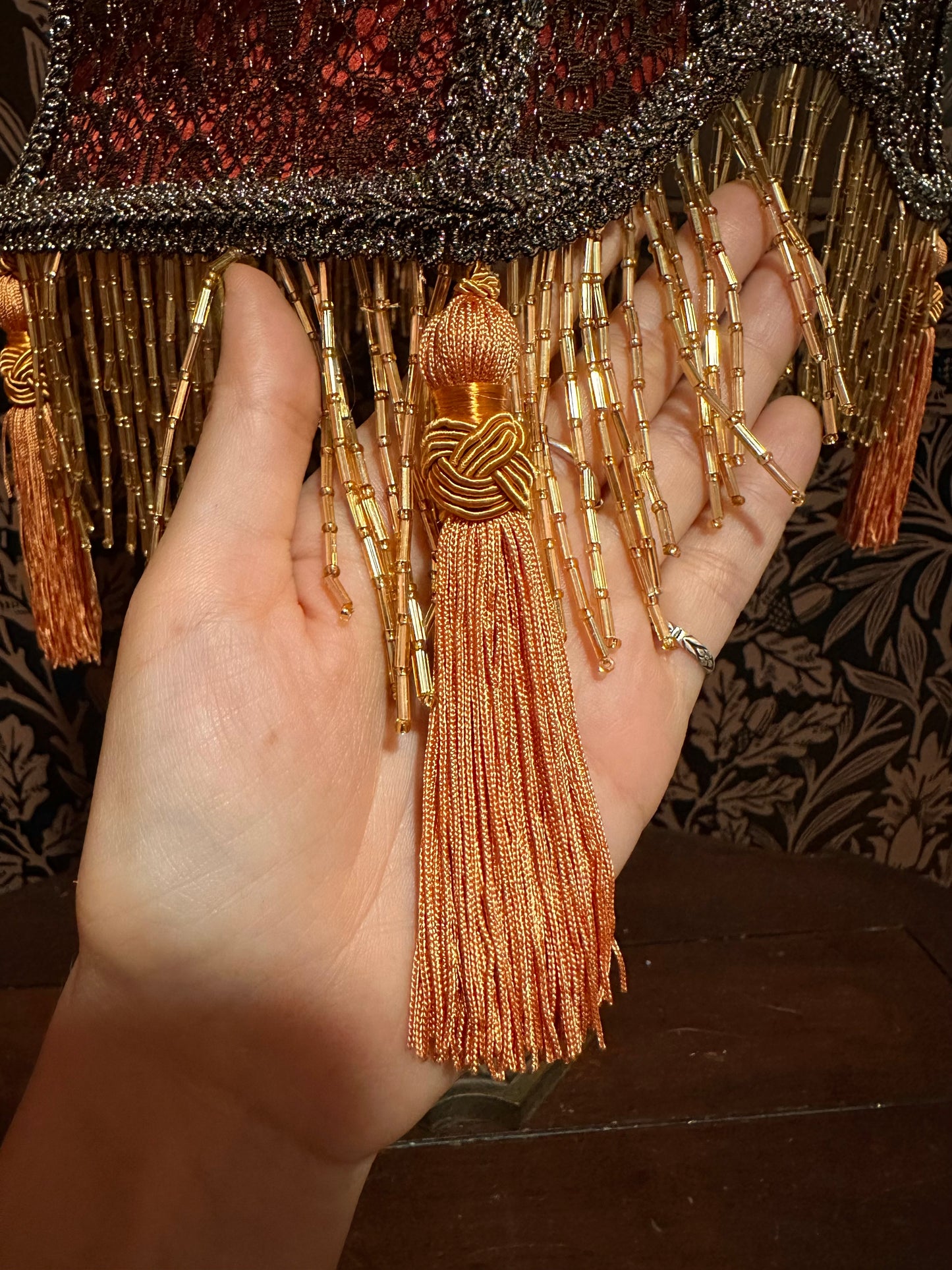 Rust, Saffron & Gold Pre-Raphaelite "Horse Shoe" Lampshade