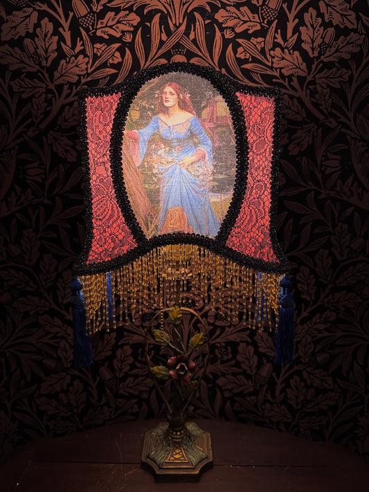 Permanent Stock Collection: Rose, Blue & Gold Pre-Raphaelite "Horse Shoe" Lampshade