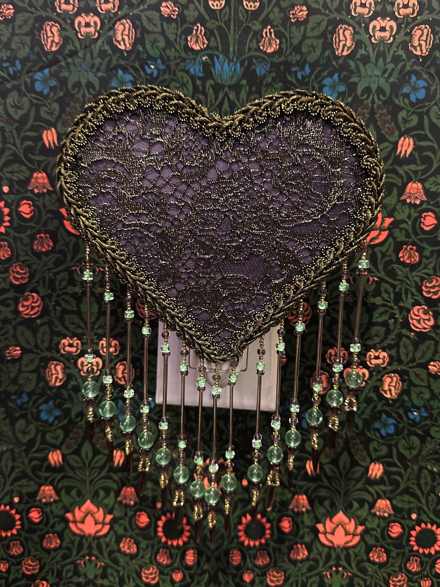 Mauve, Light Green & Gold Heart Nightlight