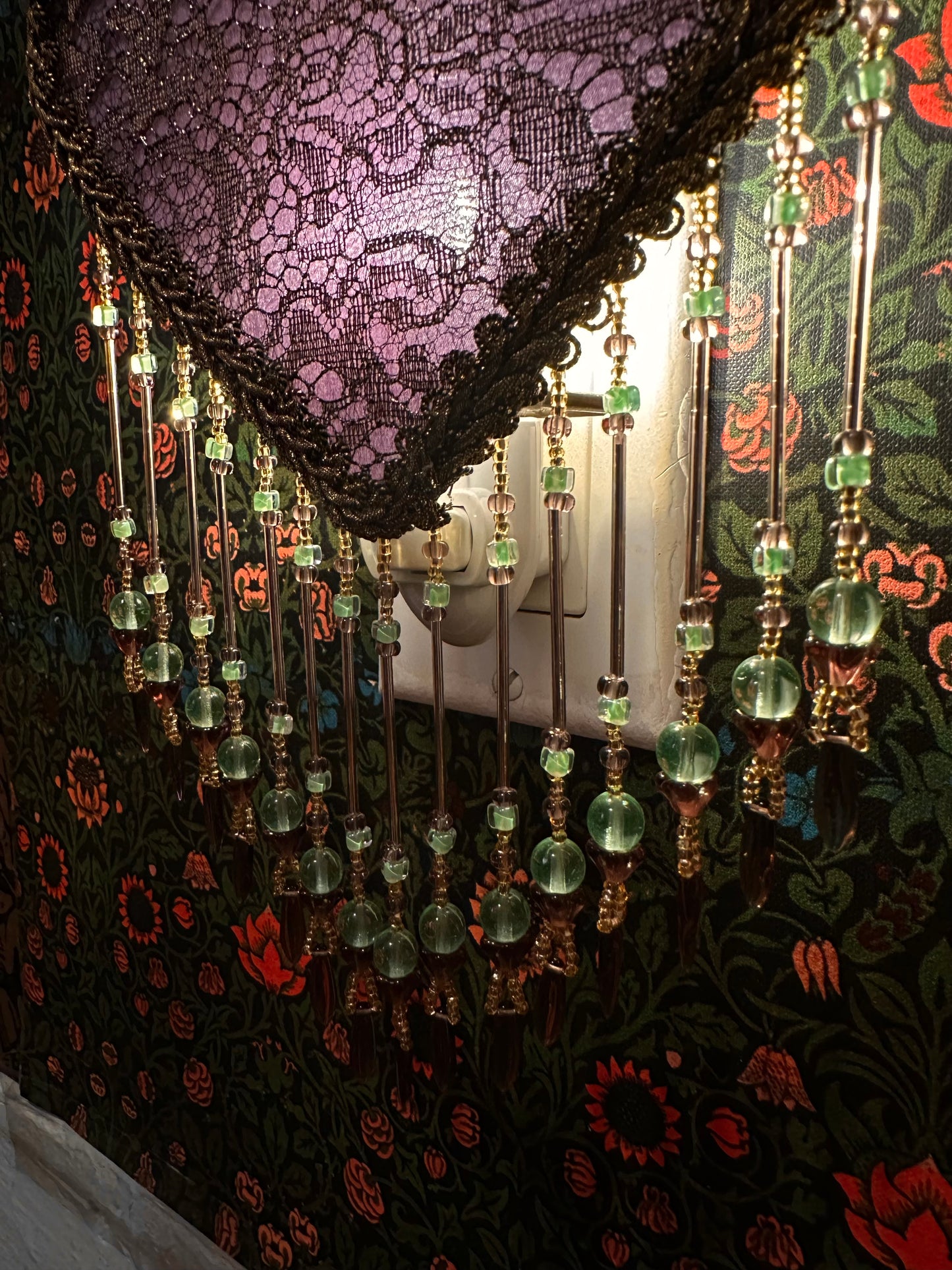 Mauve, Light Green & Gold Heart Nightlight