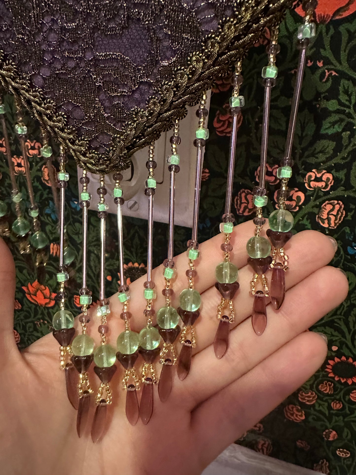 Mauve, Light Green & Gold Heart Nightlight