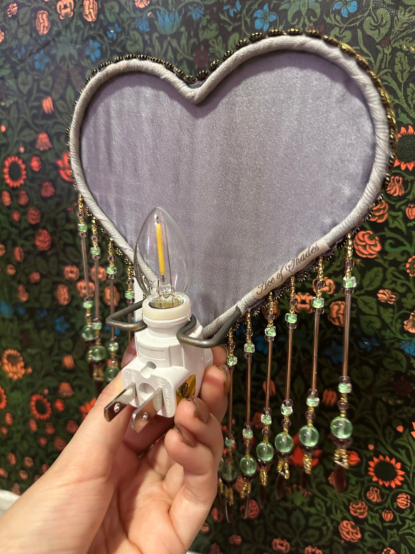 Mauve, Light Green & Gold Heart Nightlight