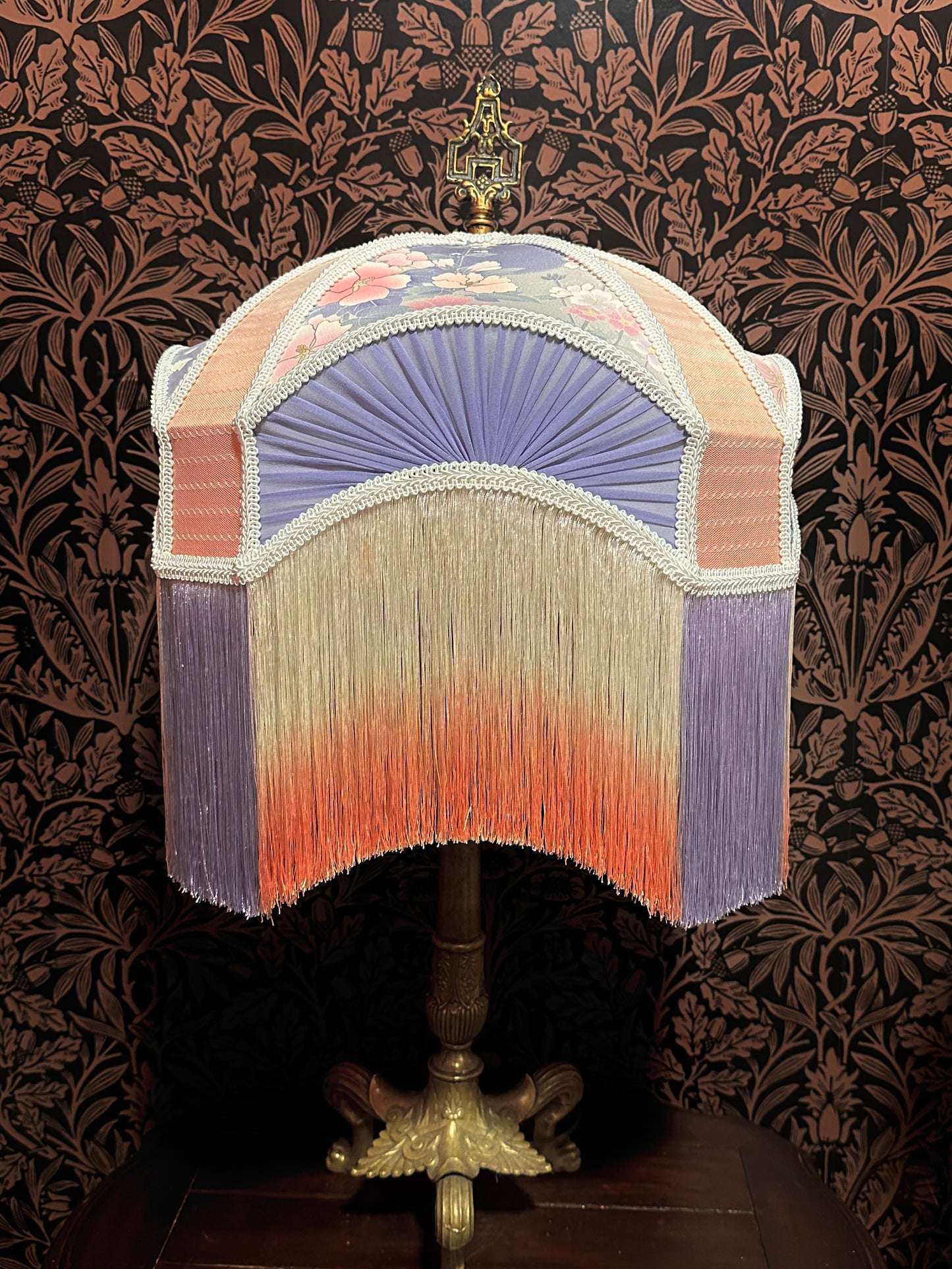 Periwinkle, Coral & Cream Kimono Silk "Tracy" Lampshade