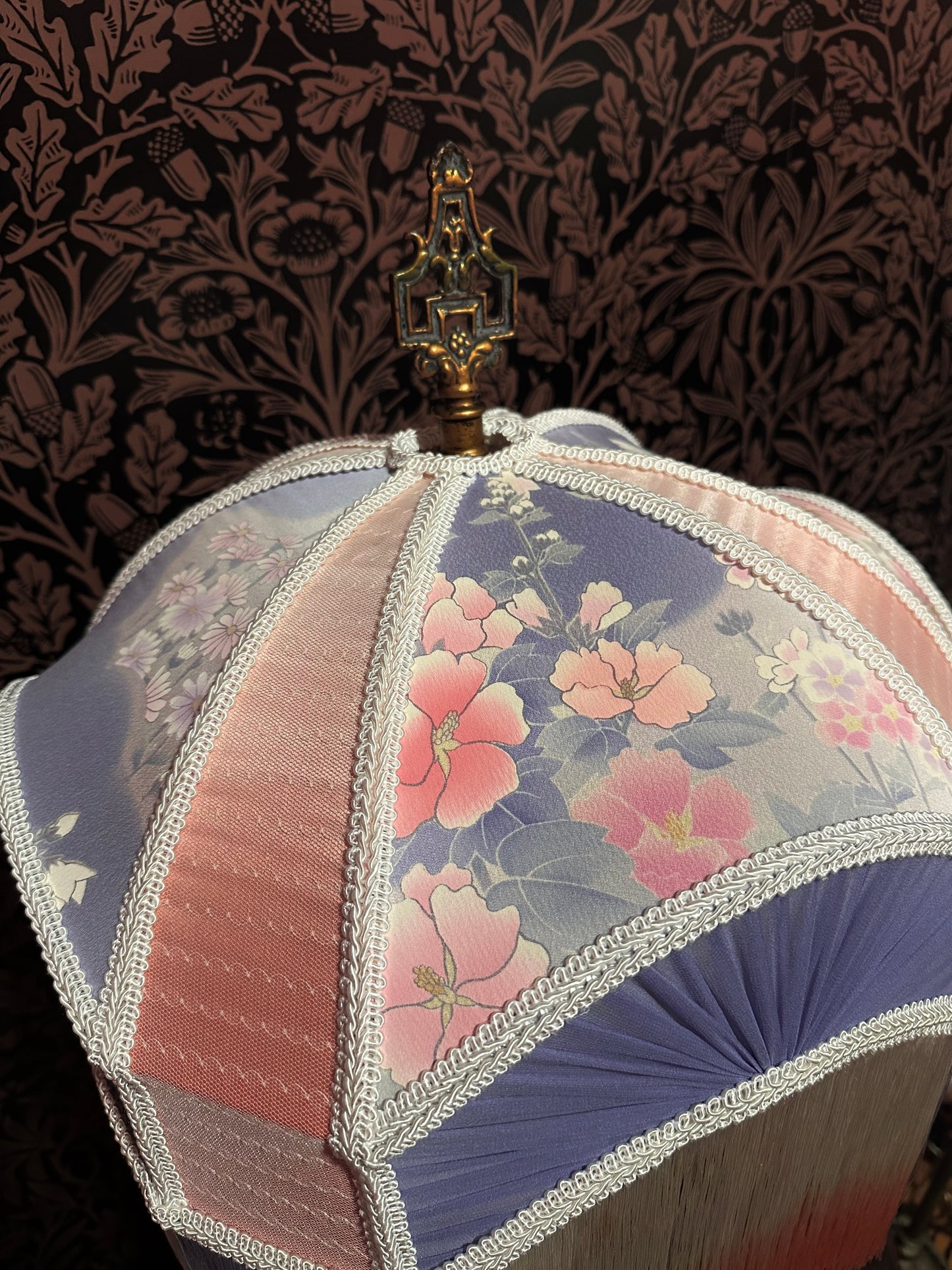 Periwinkle, Coral & Cream Kimono Silk "Tracy" Lampshade