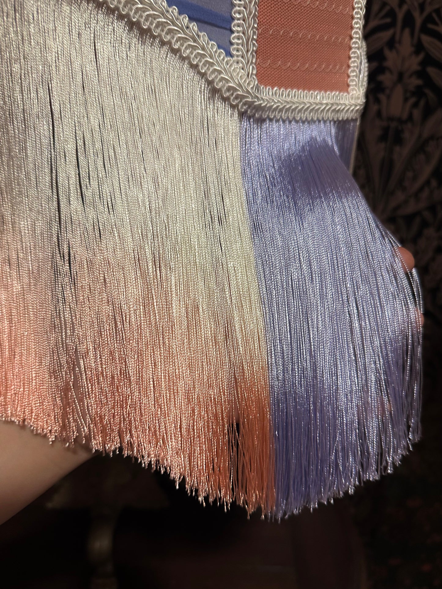 Periwinkle, Coral & Cream Kimono Silk "Tracy" Lampshade