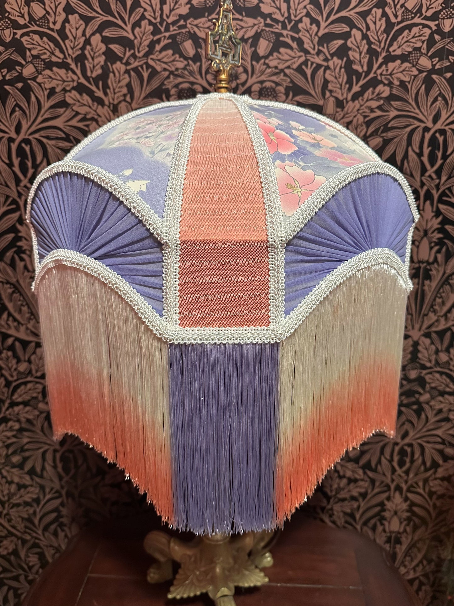 Periwinkle, Coral & Cream Kimono Silk "Tracy" Lampshade
