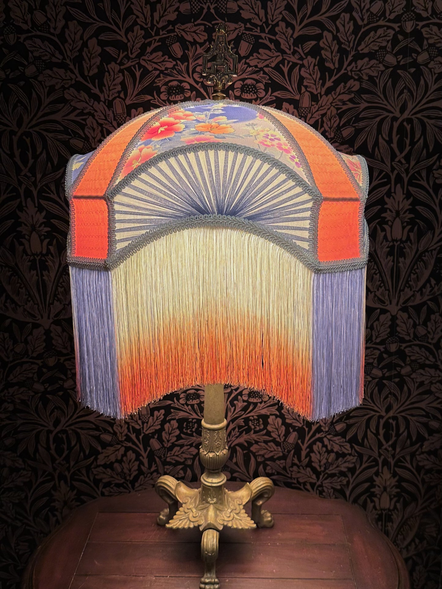 Periwinkle, Coral & Cream Kimono Silk "Tracy" Lampshade