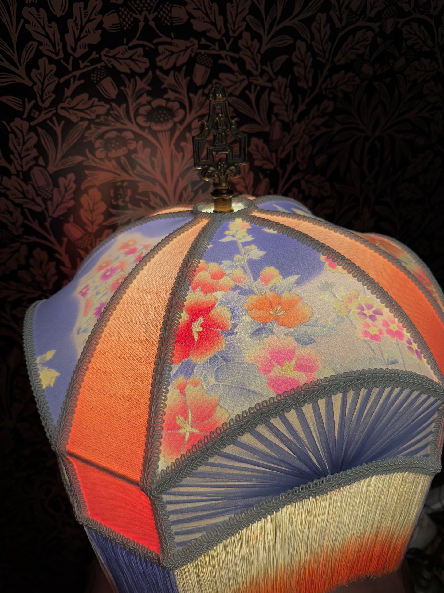 Periwinkle, Coral & Cream Kimono Silk "Tracy" Lampshade