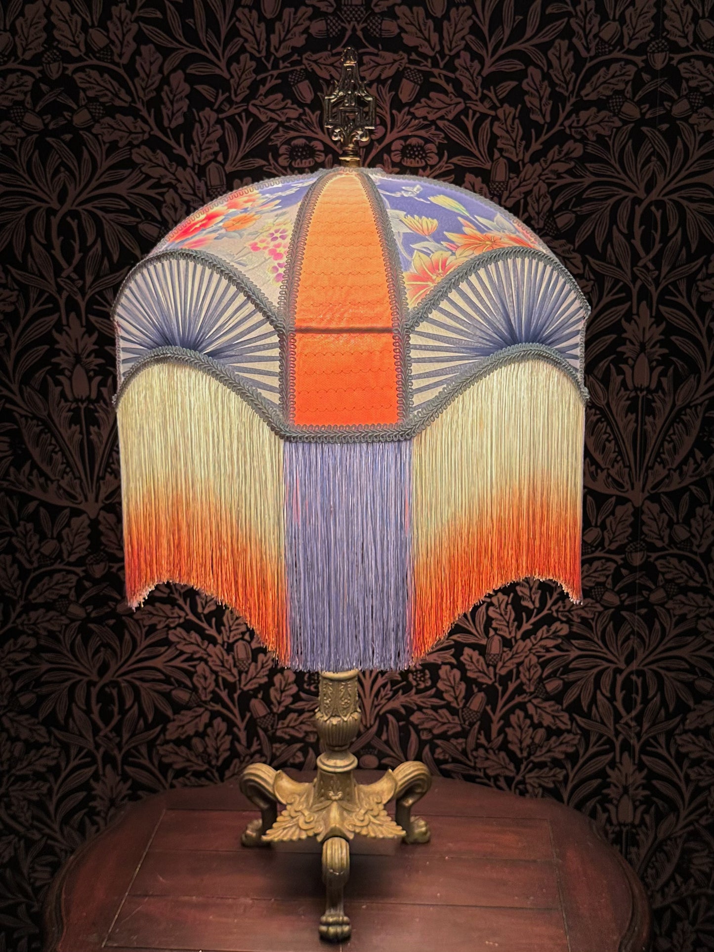 Periwinkle, Coral & Cream Kimono Silk "Tracy" Lampshade