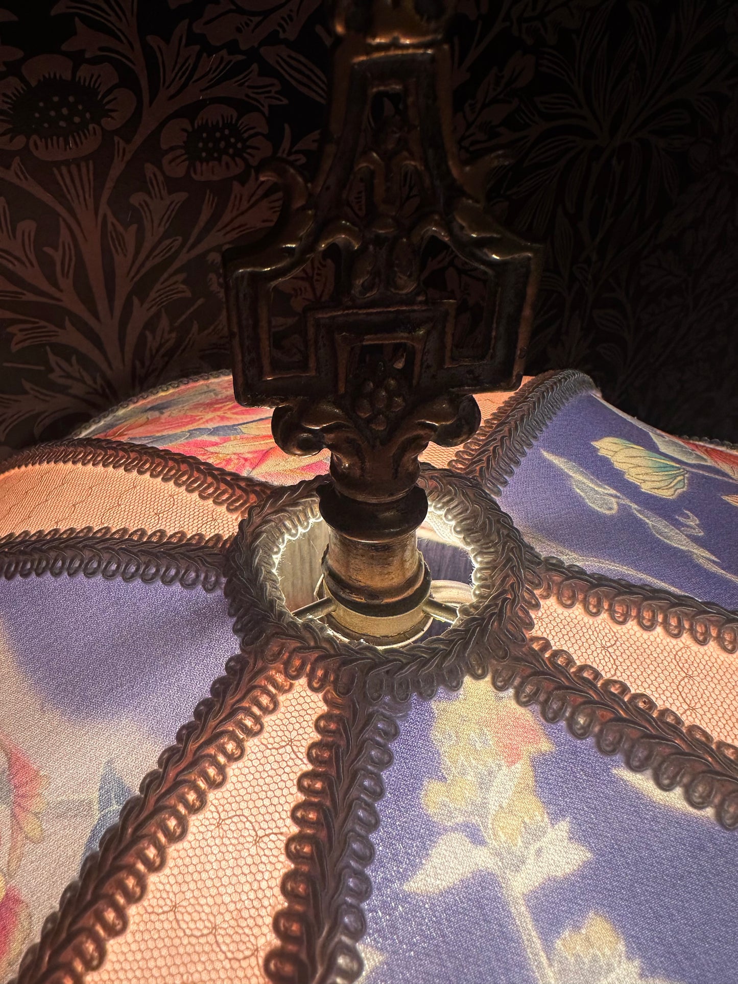 Periwinkle, Coral & Cream Kimono Silk "Tracy" Lampshade