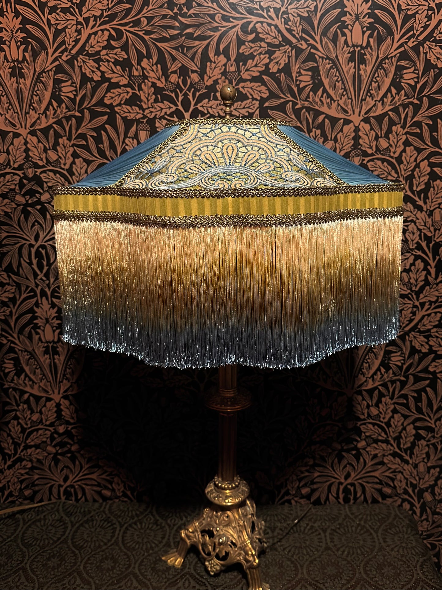 PAIR of Cerulean, Olive & Gold "La Petite" Lampshades