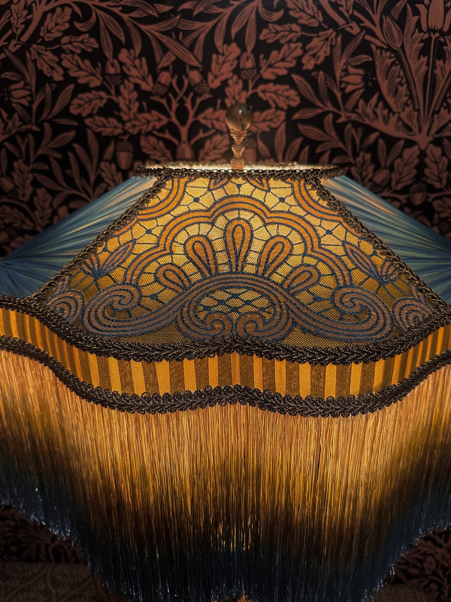 PAIR of Cerulean, Olive & Gold "La Petite" Lampshades